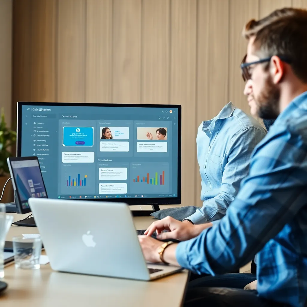 Projektový manažér pracujúci s tímom na online projekte